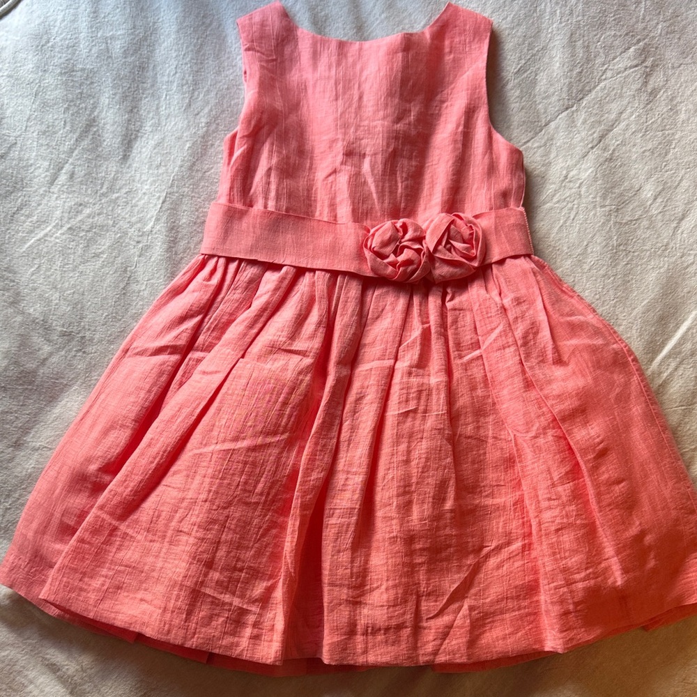 Mayoral Coral Raw Silk Sleeveless Dress Size 4T
